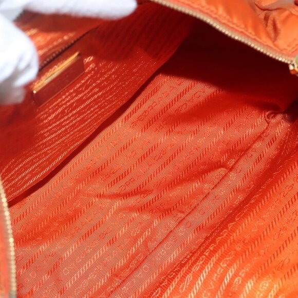 PRADA Shoulder Bag Nylon Orange Gold Auth 113766V - Picture 12 of 15
